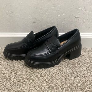 Black chunky loafers